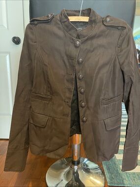 Joseph Dark Brown Military-Style Button Blazer